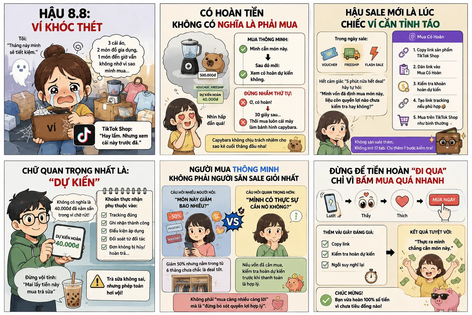Hậu 8.8: Giỏ hàng vẫn nóng, ví bắt đầu biết sợ — mua TikTok Shop sao cho đỡ phí?