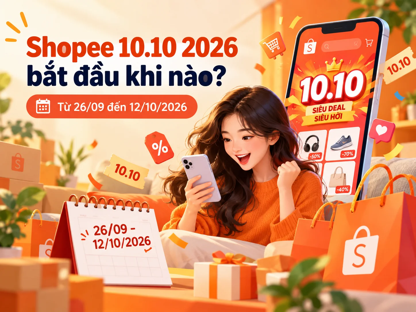 Shopee 10.10 2026 có gì? Săn voucher, freeship và đừng quên khoản hoàn - ảnh 1